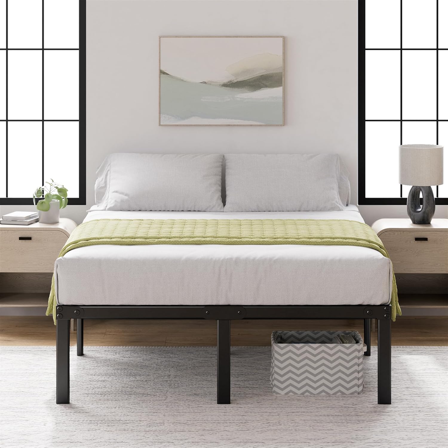 ZINUS Yelena 18 Inch King Metal Platform Bed Frame, Steel Slat Support, No Box Spring Needed, Eco Friendly WonderBox(TM) Packaging, Easy Assembly, Black