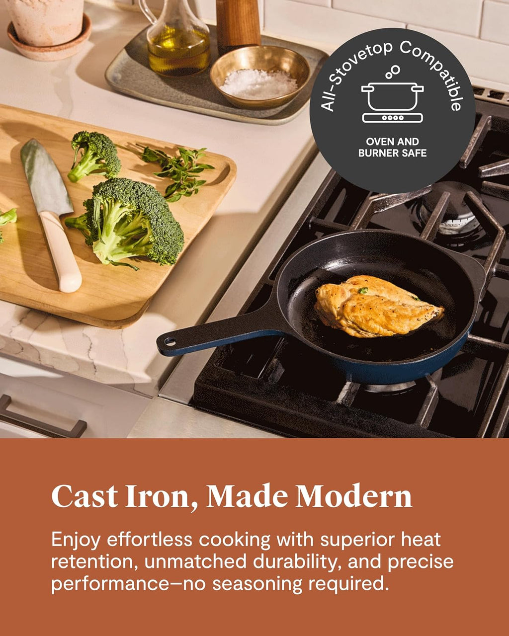 Caraway Cast Iron Skillet Set - 8', 10.5', & 12' Enameled Cast Iron Pan With 3 Layer Enamel Coating - No Seasoning Required - Compatible With All Stovetops - Free From Forever Chemicals - Cream