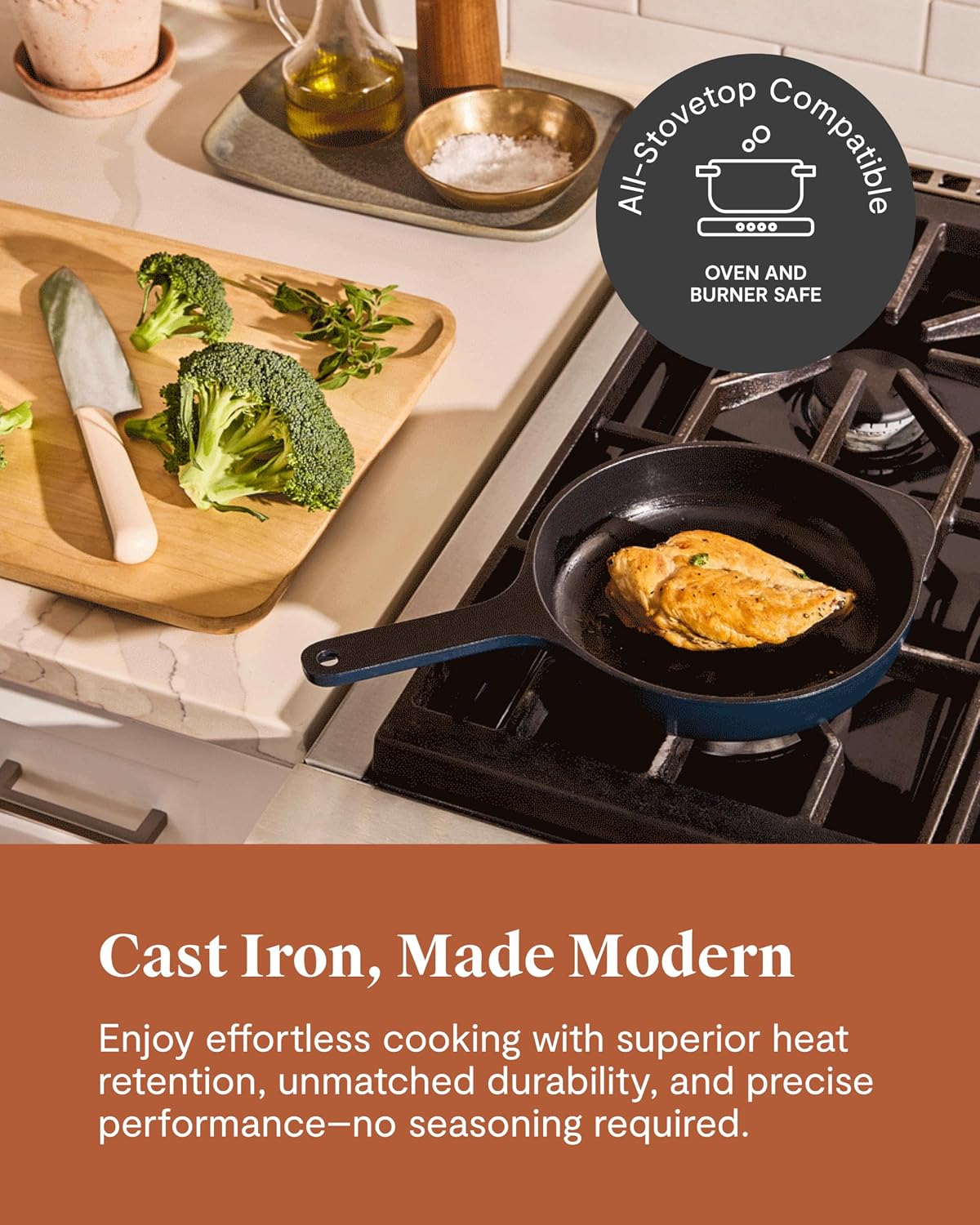 Caraway Enameled Cast Iron Bundle - 8' Mini Skillet, 1.8 qt Sauce Pan with Lid & Storage Organizer - Durable, Non-Toxic Cookware for Stovetop & Oven - No Seasoning Required - Cream