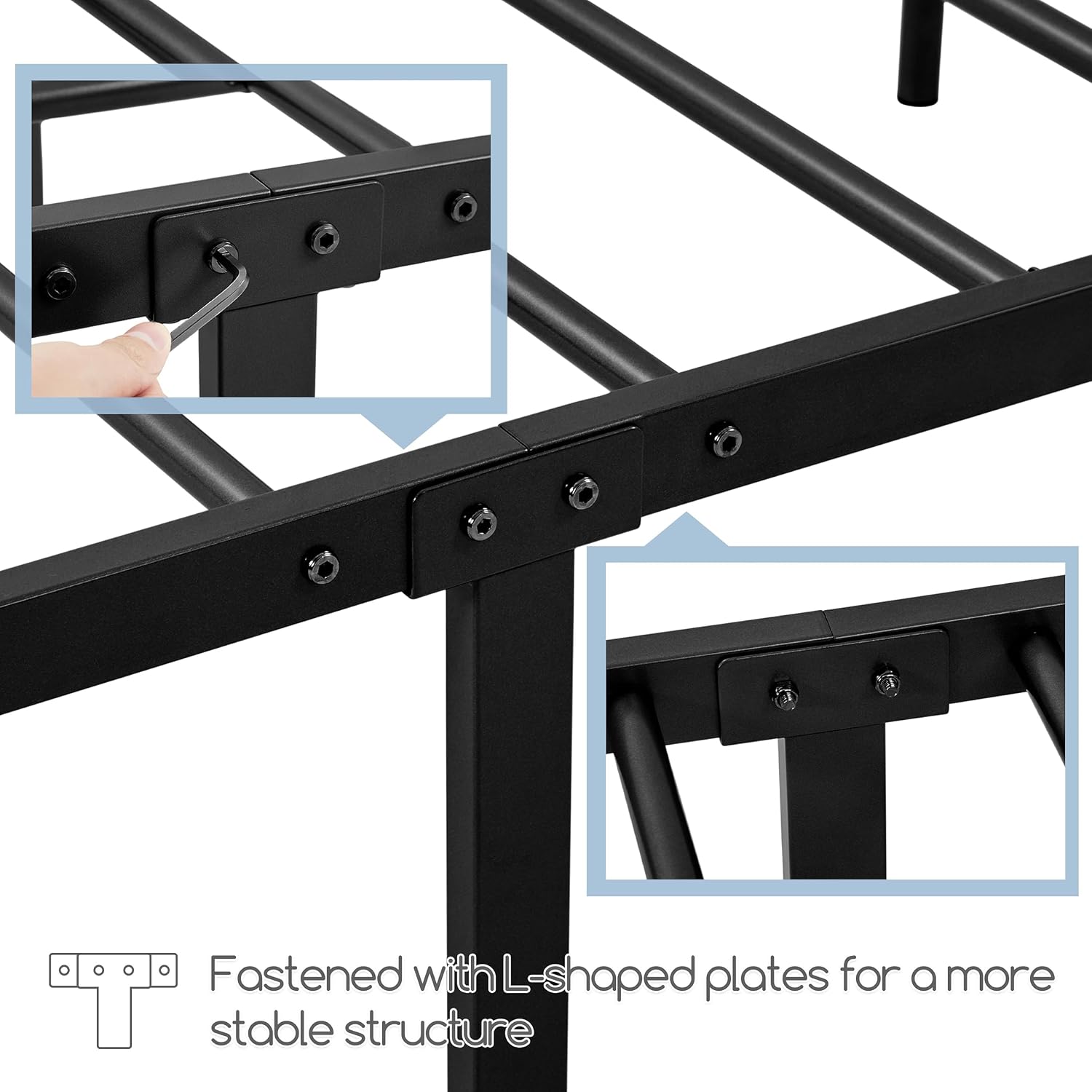 Yaheetech 2pcs Twin Bed Frames Metal Platform Bed with Victorian Style Iron Headboard and Footboard/Easy Assembly/No Box Spring Needed/Matte Black Twin Bed