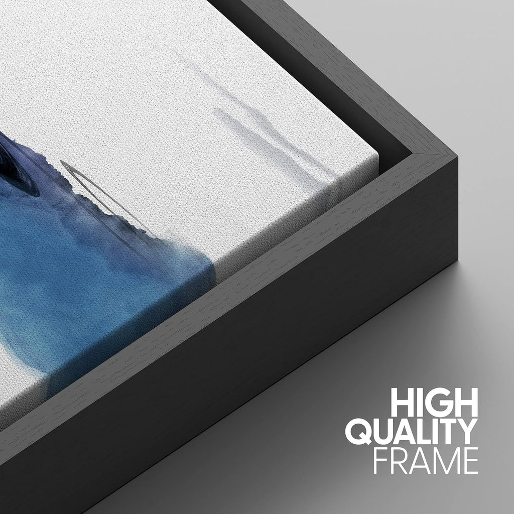 NWT Framed Canvas Print Wall Art Set Pastel Watercolor Mist Mountain Range Landscape Nature Wilderness Illustration Modern Rustic Scenic for Living Room, Bedroom, Office - 16'x24'x3 Black