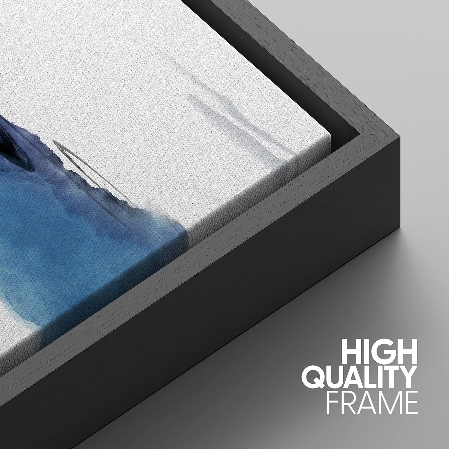 NWT Framed Canvas Print Wall Art Set Pastel Watercolor Mist Mountain Range Landscape Nature Wilderness Illustration Modern Rustic Scenic for Living Room, Bedroom, Office - 16'x24'x3 Black