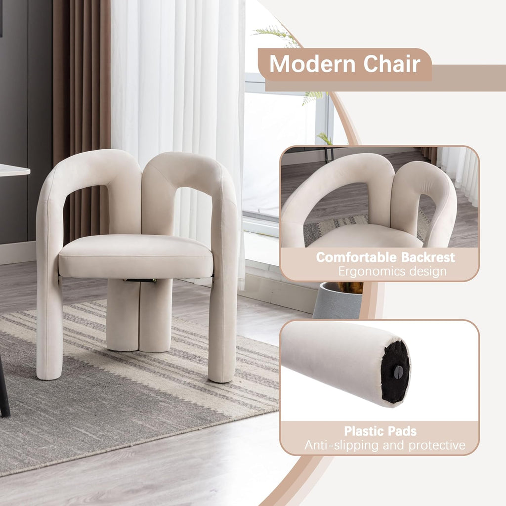 Round Glass Dining Set for 2, 3 Pieces Modern Luxury Circle Dinner Room Set, 35'' Small Minimalist Tulip Circular Kitchen Table Set, Beige Barrel Dining Chair, for Bedroom Apartment (Silver)