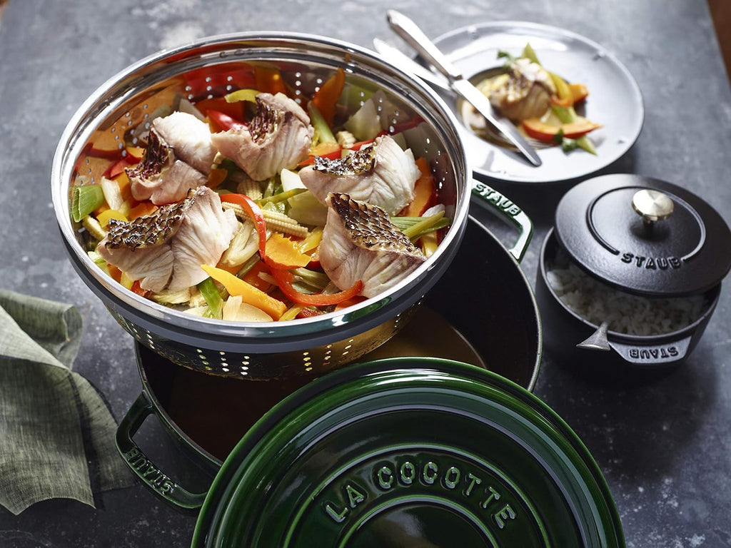 Staub 1133885 Round Casserole Pot with Basil Steamer 26 cm