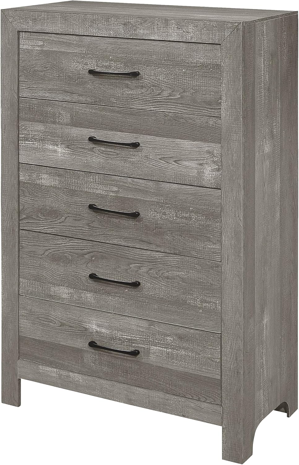 Benzara EB Three Piece Full Size Bedroom Set- Farmhouse Style- Gray- Black
