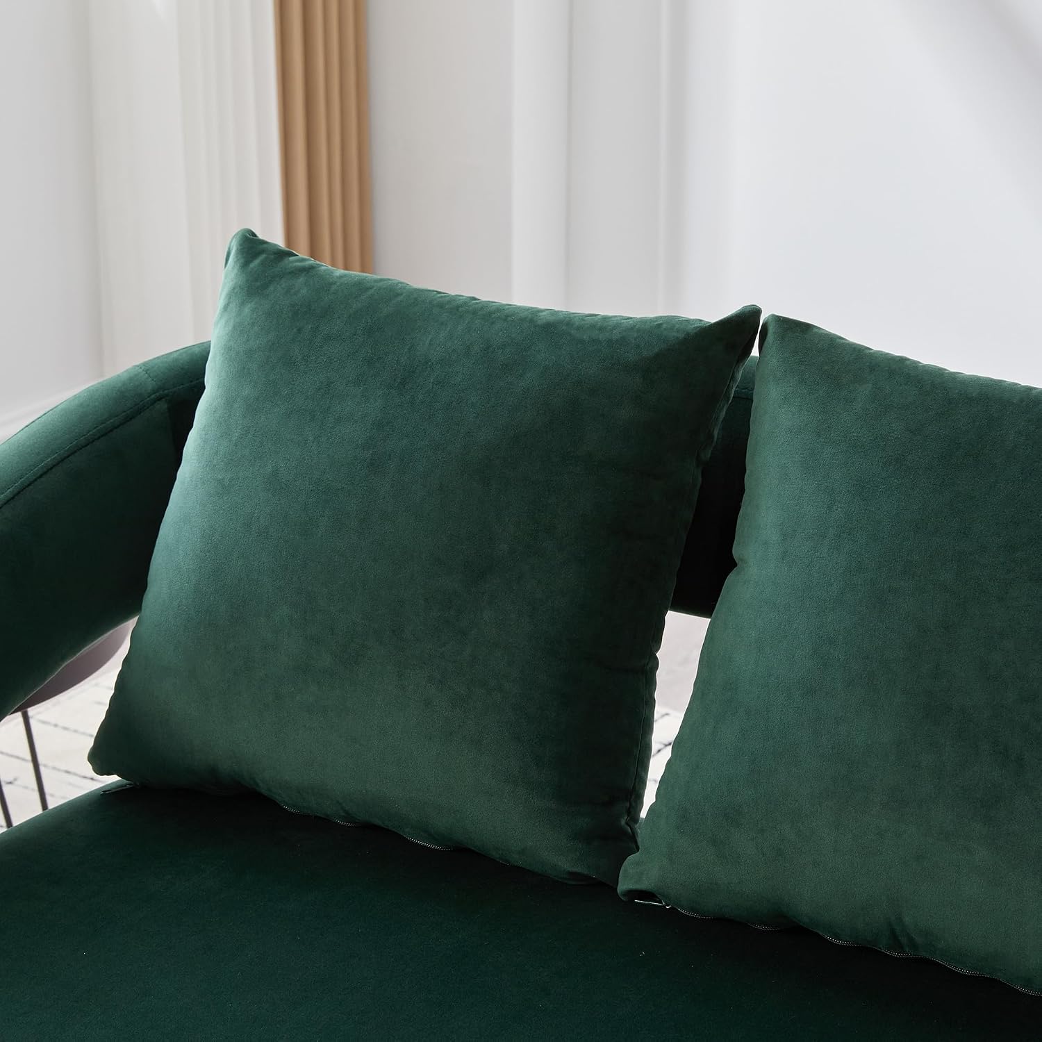 53.7' Modern Velvet Loveseat Sofa with 3 Pillow,Small Comfortable 2 Seat Sofa with Metal Legs, Small Couch for Living Room,Bedroom,Office,Reception,Green