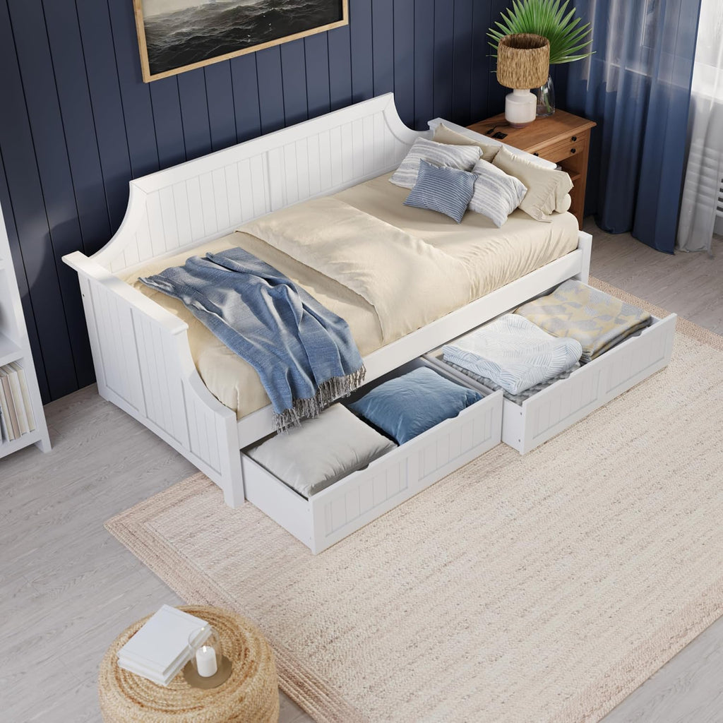AFI Cambridge Twin Wood Daybed with Set of 2 Drawers in White