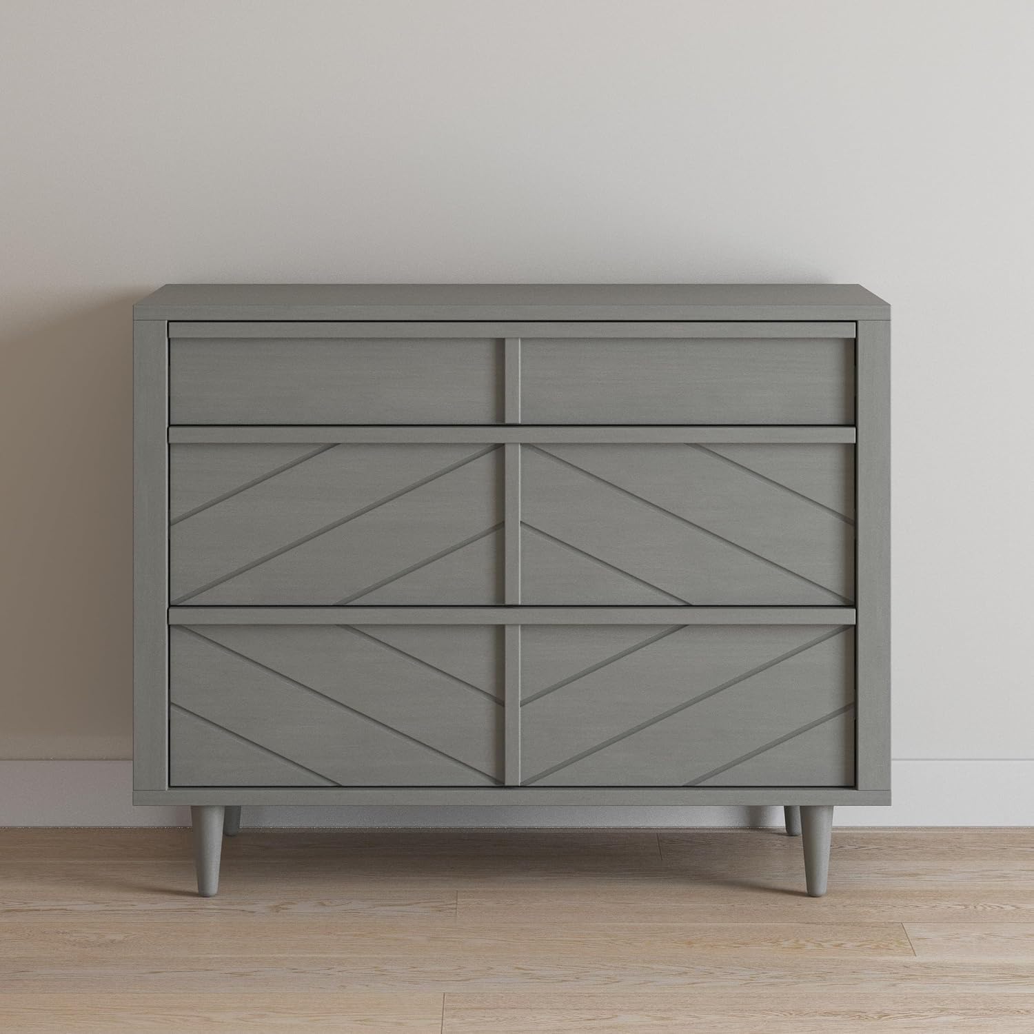 Child Craft Surrey Hill Design 4-in-1 Convertible Baby Crib Nursery Furniture Set, Baby Bed and 3 Drawer Dresser, for Babies, Toddlers and Kids Bedroom (2 Piece - Lunar Gray)