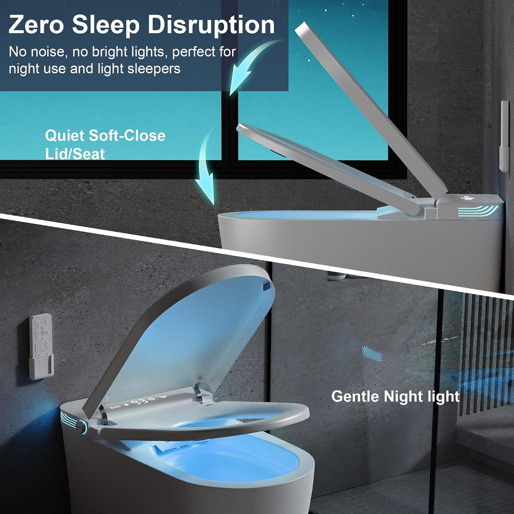 Smart Toilet with Bidet Built In, Heated Seat & Dual Auto Flush, Foot Sensor, Tankless Modern Elongated Electric Toilet with Warm Water & Air Dryer, LED Display & 1000g MaP Flush, 0.8/1 GPF