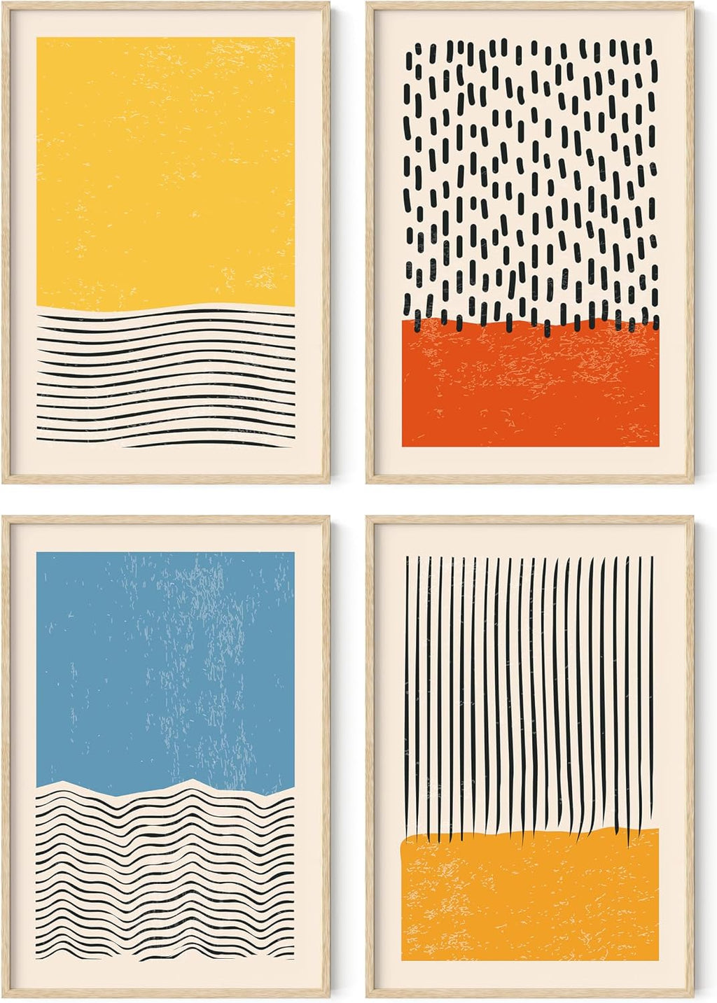 HAUS AND HUES Abstract Geometric Wall Art Set of 4 – Mid-Century Modern Prints, Contemporary Abstract Posters, Minimalist Wall Decor (Unframed, 24x36)