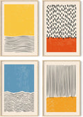 HAUS AND HUES Abstract Geometric Wall Art Set of 4 – Mid-Century Modern Prints, Contemporary Abstract Posters, Minimalist Wall Decor (Unframed, 24x36)