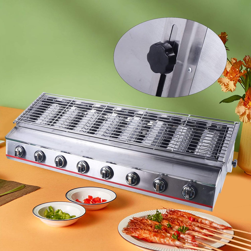 40'' Tabletop Grill Commercial LPG Gas BBQ Grill w/ 8 Burners Portable Gas Barbecues Griddle w/ 8 Independent Switches Griddle for Parties, Backyard barbeques, Camping or Picnicking