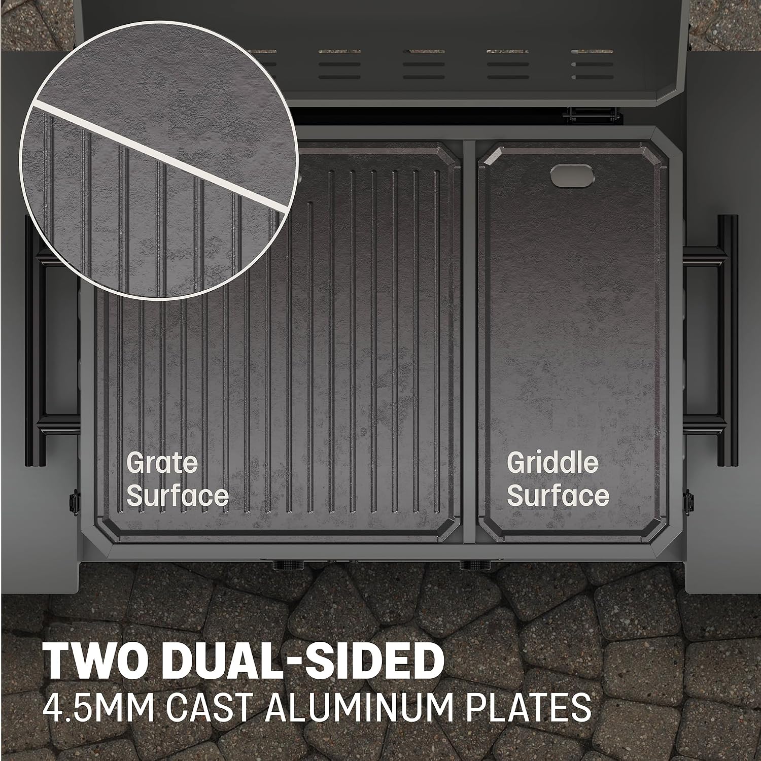 TYTUS Tabletop Electric Grill & Griddle Combo with 318 Sq. In Cooking Area and Cover, Dual-Sided Aluminum Plates, up to 500F, LCD Display with 2 Temp Probes