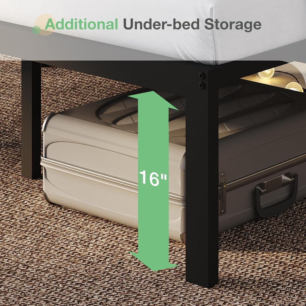 Novilla 18 Inch King Size Bed Frame with Headboard, Metal Platform Bed Frame, King Bed Frame No Box Spring Needed, Easy Assembly, Black