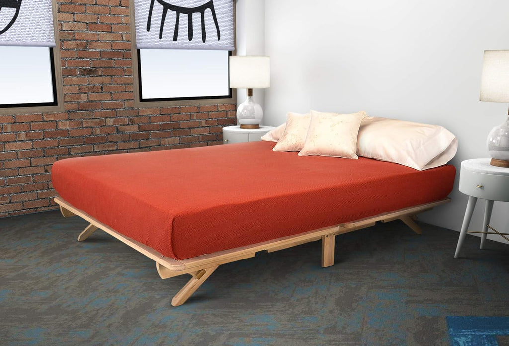KD Frames Fold Platform Bed - Twin XL Bed Frame - Unfinished Wood Bed Frame - Natural, Minimalist Bed - Foldable Mattress Frame - Easy Assembly, No Box Spring Needed - Solid Wood Twin XL Platform Bed
