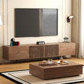 Mid-Century Modern TV Stand & Expandable Coffee Table Set, Walnut Finish, Stylish Storage Combo for Living Room or Bedroom (94.48'TV Stand+Coffee Table)