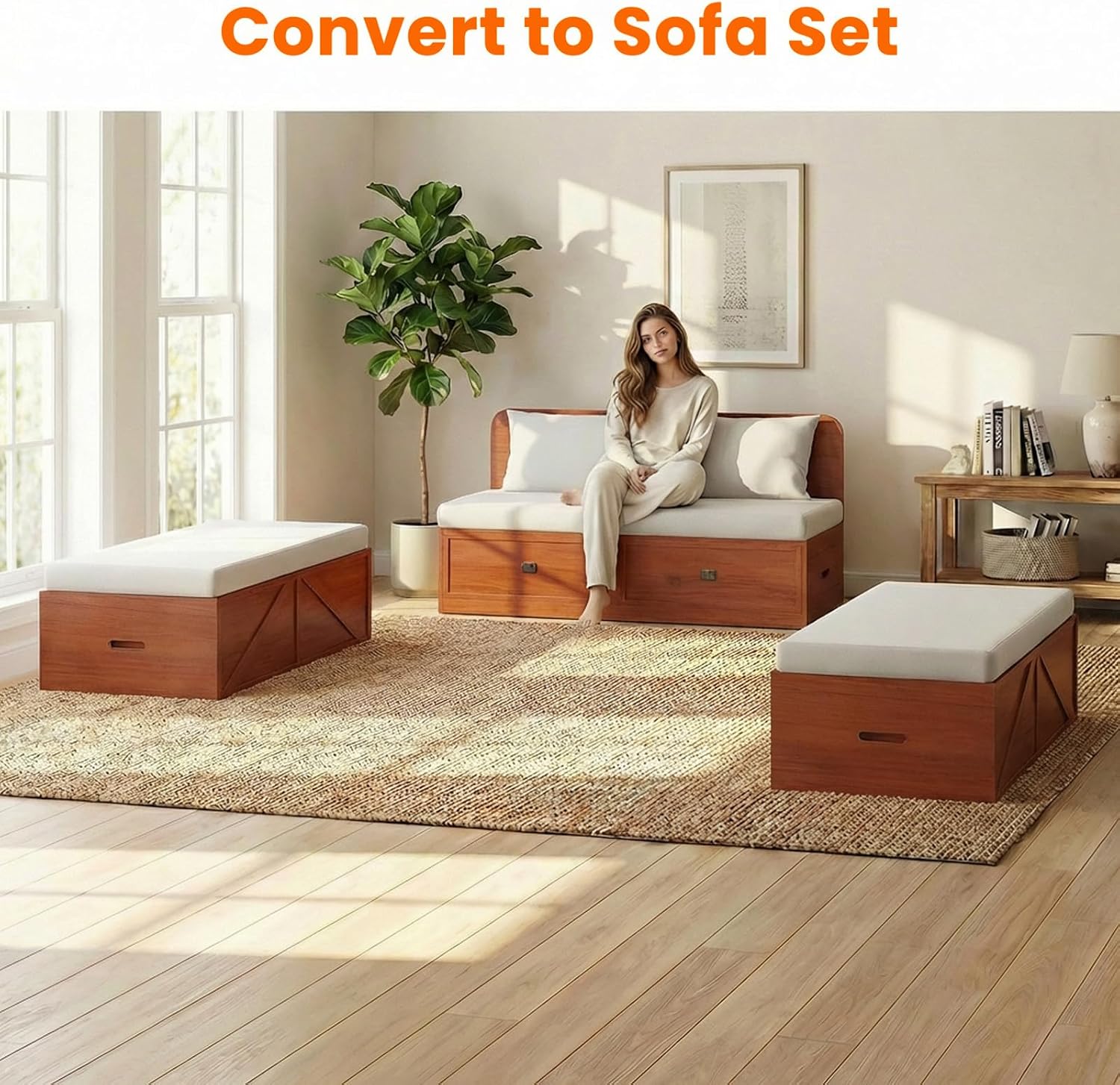 CECER Murphy Bed Queen with Mattress Include，Murphy Bed Queen with Storage Drawers，Multi-Functional Desgin that Converts to Sofa Set for Small Spaces/Guest Room/Bedroom（Maroon）