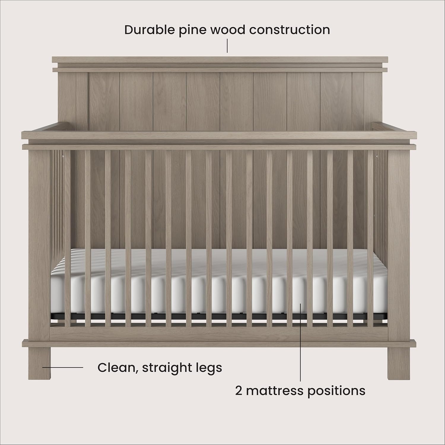 Child Craft Denman Crib, Dresser and Chest Nursery Set, 3-Piece, Includes 4-in-1 Convertible Crib, Dresser and Chest, Grows with Your Baby (Crescent Gray)