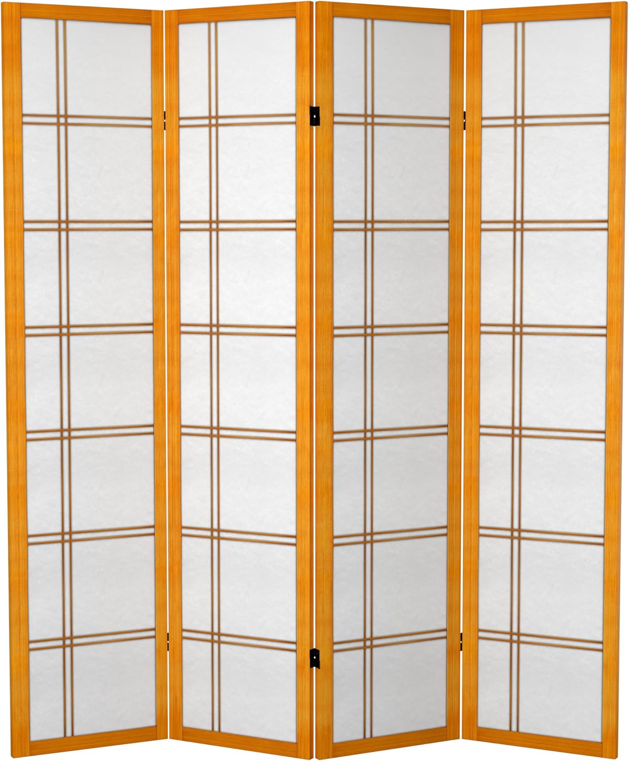 Red Lantern 6 ft. Tall Canvas Double Cross Room Divider Freestanding Folding Privacy Screen, Partition, and Separator for Modern and Contemporary Bedroom, Home Office, Studio, Dorm, Apartment