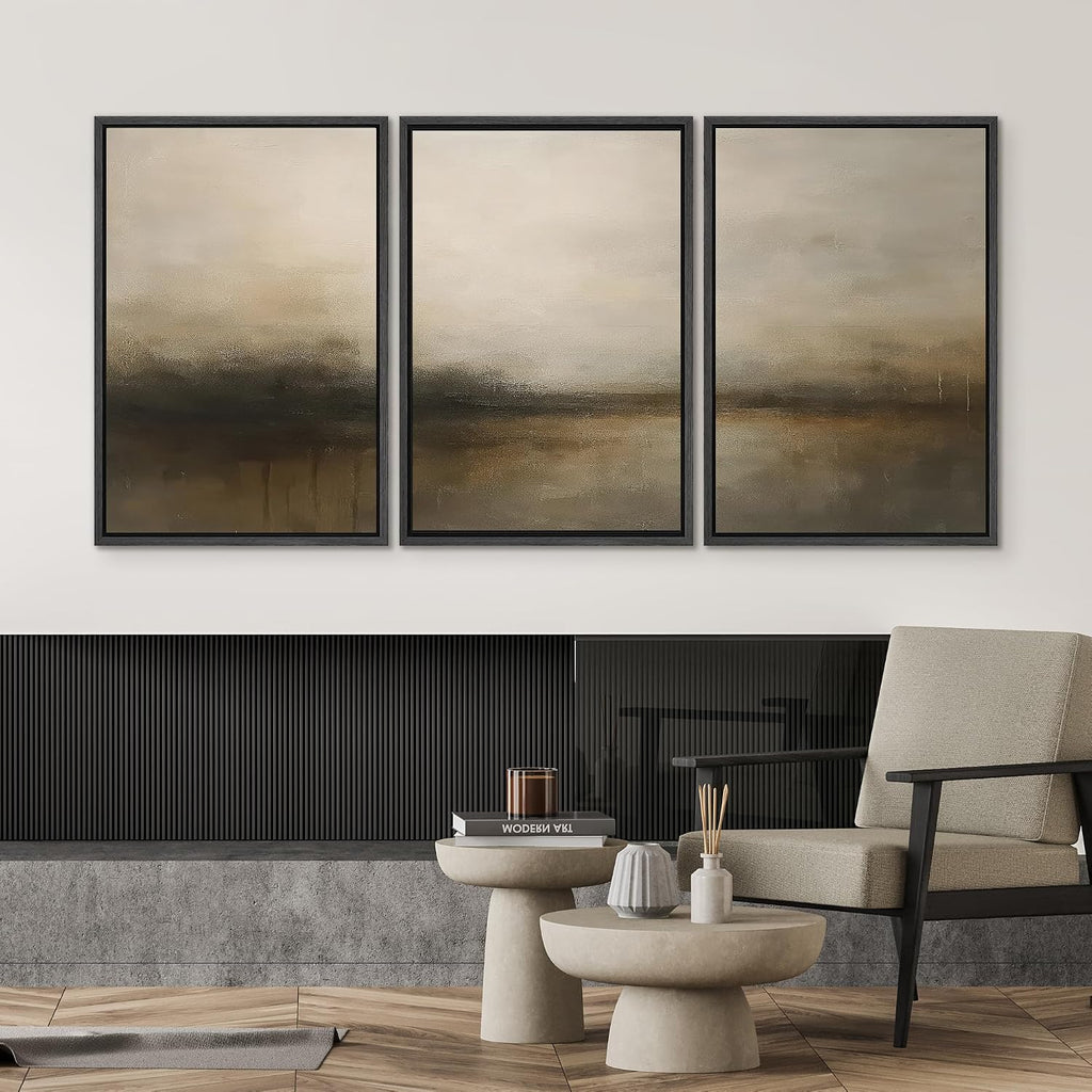 SIGNWIN Framed Canvas Print Wall Art Set Minimalist Earthy Horizon Illustrations Modern Art Decorative Scenic Rustic for Living Room, Bedroom, Office - 24'x36'x3 BLACK