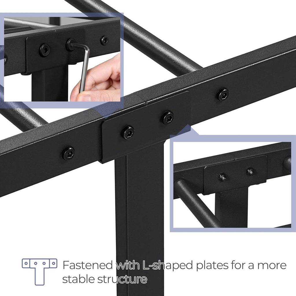 Yaheetech 2 Pcs Twin XL Bed Frame Metal Platform Bed with Victorian Style Iron-Art Headboard/Footboard/Under Bed Storage/No Box Spring Needed Black
