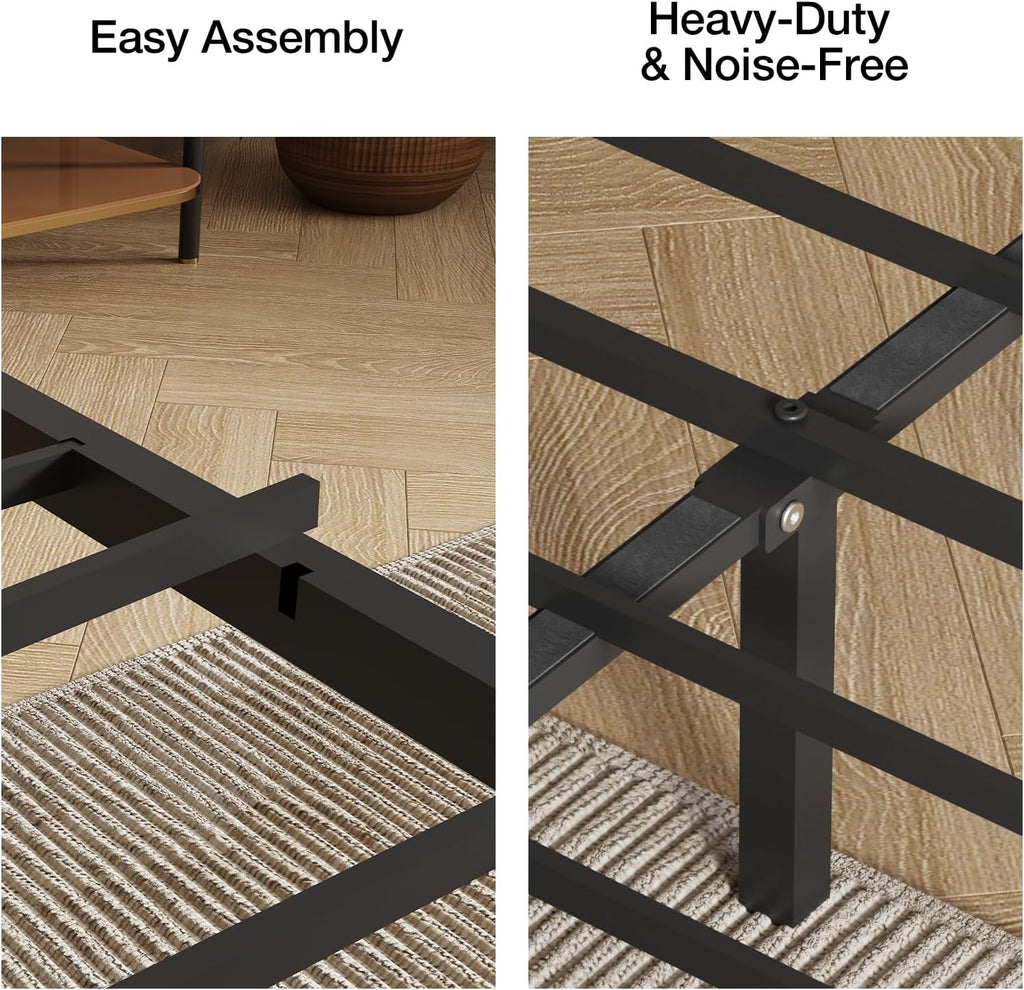Novilla Queen Bed Frame with Charging Station USB/Type-C & Storage Headboard, Modern Metal Platform Bed Frame, Easy Assembly, Heavy Duty Slats Support, Noise Free, No Box Spring Needed