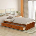SOFTSEA Twin Size Wood Platform Bed Frame with 2 Storage Drawers, Twin Platform Bed with Slats Support, Without Headboard for Kids Guest, Save Space