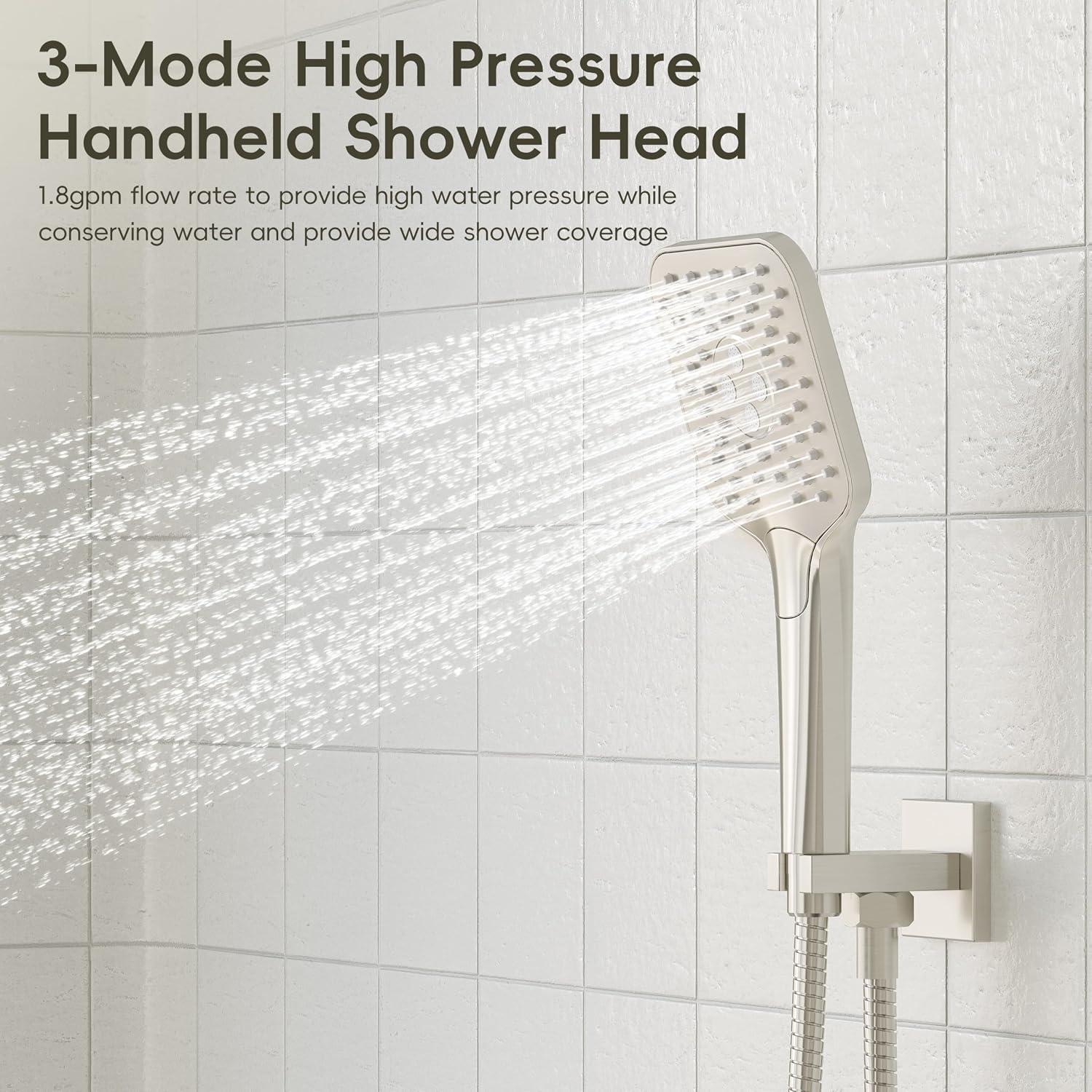 Gabrylly Shower System, Wall Mounted Shower Faucets Sets Complete for Bathroom with High Pressure 10' Rain Shower head and 3-Setting Handheld Shower Head Set, 2 Way Shower Valve Kit, Brushed Nickel