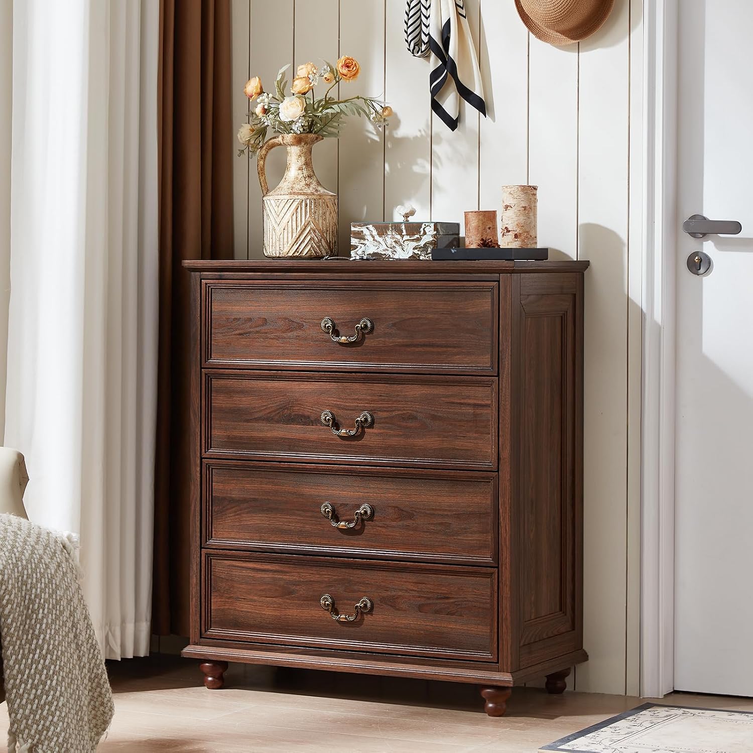 Joaxswe Bedroom Dresser Sets, 54' Wide 7 Drawers Dresser and 37' Tall 4 Drawers Dresser, Wooden 2 Piece Bedroom Furniture Set, Chest of Drawer for Bedroom, Home, Living Room, Hallway, Brown