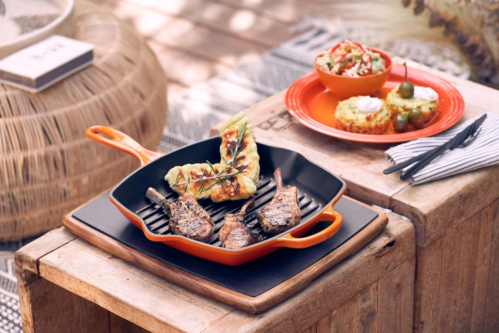 Le Creuset Enameled Cast Iron Signature Square Skillet Grill, 10.25', Marseille