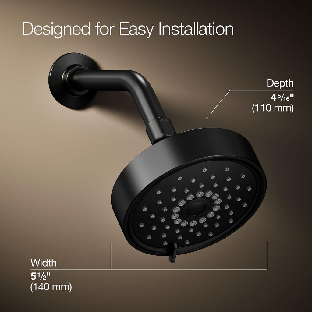 Kohler 22170-BL Purist® Three-function showerhead, 2.5 gpm, Matte Black
