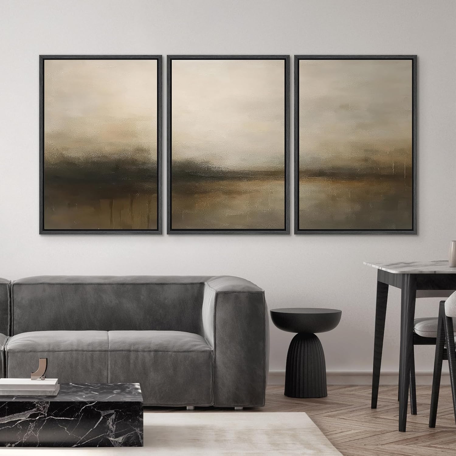 SIGNWIN Framed Canvas Print Wall Art Set Minimalist Earthy Horizon Illustrations Modern Art Decorative Scenic Rustic for Living Room, Bedroom, Office - 24'x36'x3 BLACK