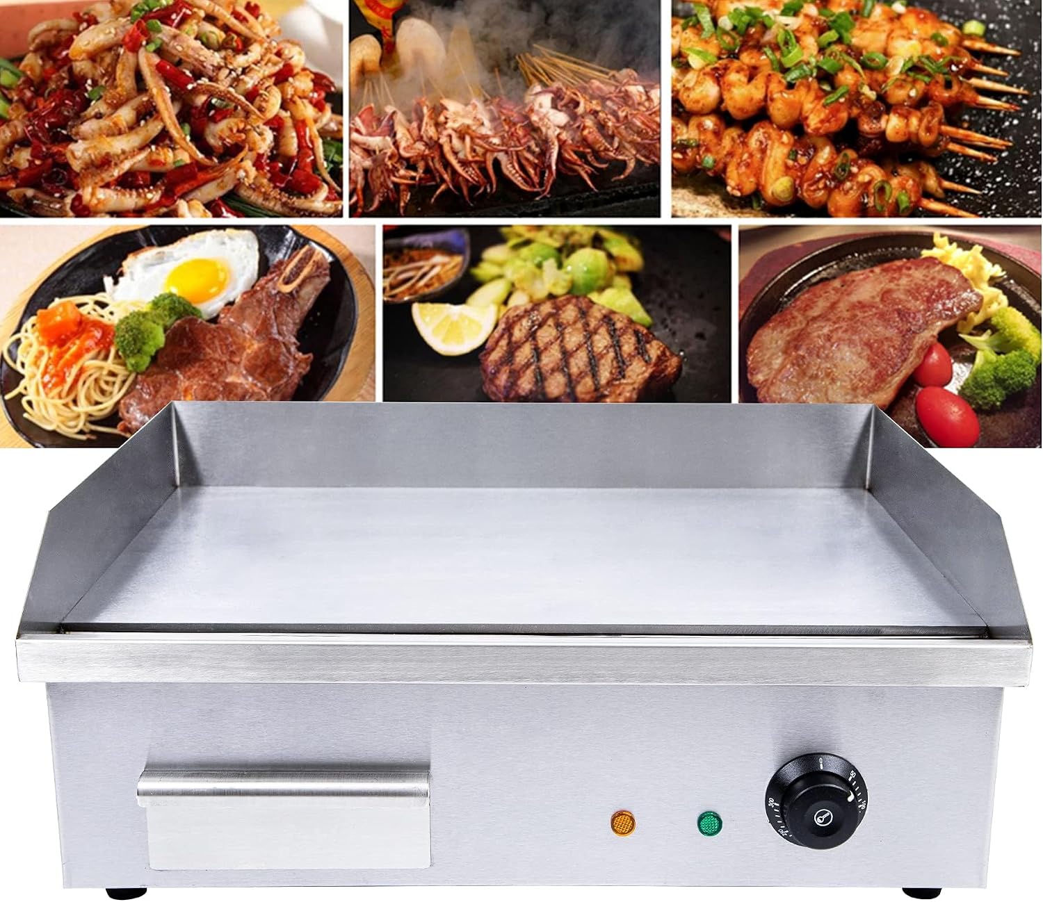 Commercial Electric Griddle, Teppanyaki Electric Griddle Cooktop Countertop Commercial Flat Top Grill Griddles BBQ Plate Grill Thermostatic Control 122-572℉