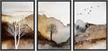 NWT Framed Canvas Print Wall Art Set Pastel Watercolor Gold Mountain Forest Nature Wilderness Illustrations Modern Art Decorative Landscape Rustic for Living Room, Bedroom, Office - 24'x36'x3 Black