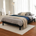 LIFEMENT Queen Bed Frame Signature Wood Platform, Noise Free, Under Bed Storage, No Box Spring Needed, Easy Assembly, Black