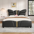 Merax PU Leather Upholstered Platform Bed with Butterfly Shaped Headboard and Footboard, Full Size Bed Frame for Bedroom, Solid Wood Slats Support, No Box Spring Needed, Easy Assembly, Black