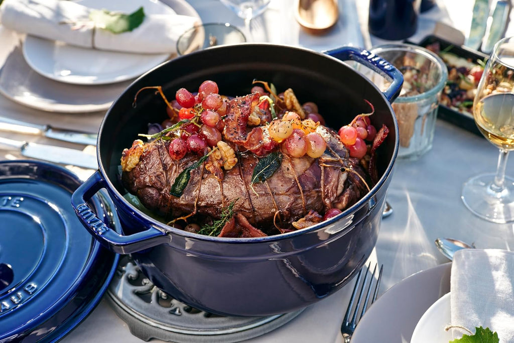 STAUB Cast Iron Roaster/Cocotte, Round, 5 L, Dark Blue, 26 cm