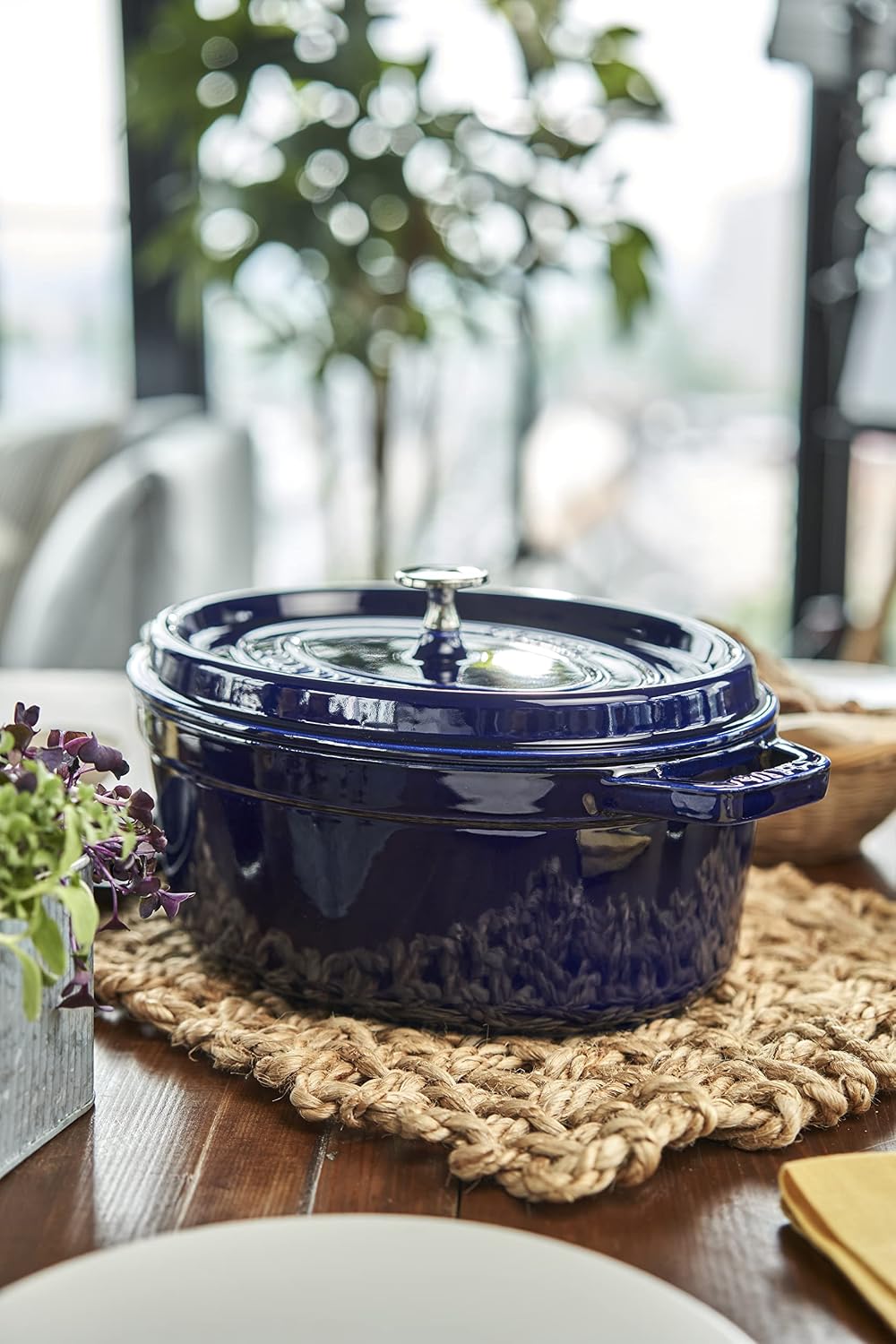 Staub Cast Iron 7-qt Oval Cocotte - Dark Blue