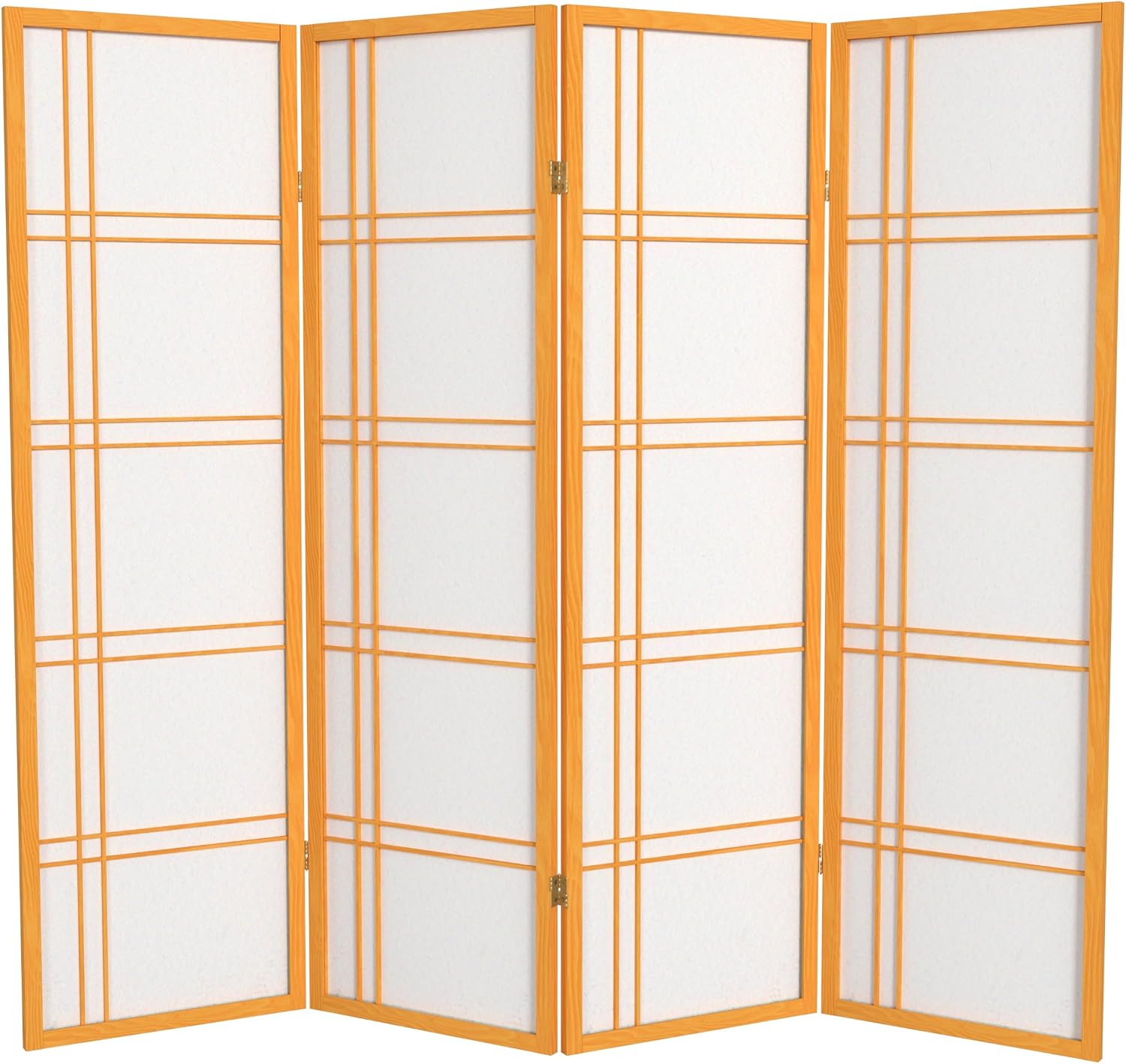 Red Lantern 5 ft. Tall Double Cross Shoji Screen - Honey - 4 Panels