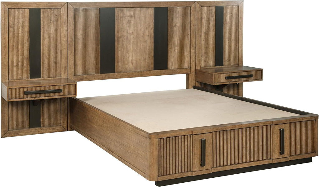 Coaster Home Furnishings Terrace Transitional 5-Piece Bedroom Set Queen Size Wall Panel Storage Bed Frame 58-inch Headboard Ash Brown 224900Q-S5P