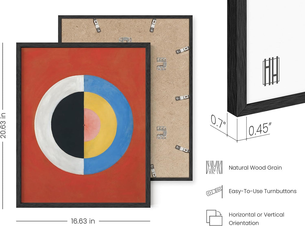 HAUS AND HUES Abstract Wall Art - Set of 3 Geometric Wall Art Vintage Prints, Vintage Art, Modern Wall Decor Frameable Wall Art, Hilma af Klint Abstract Wall Art for Living Room (Black Frame, 16x20)