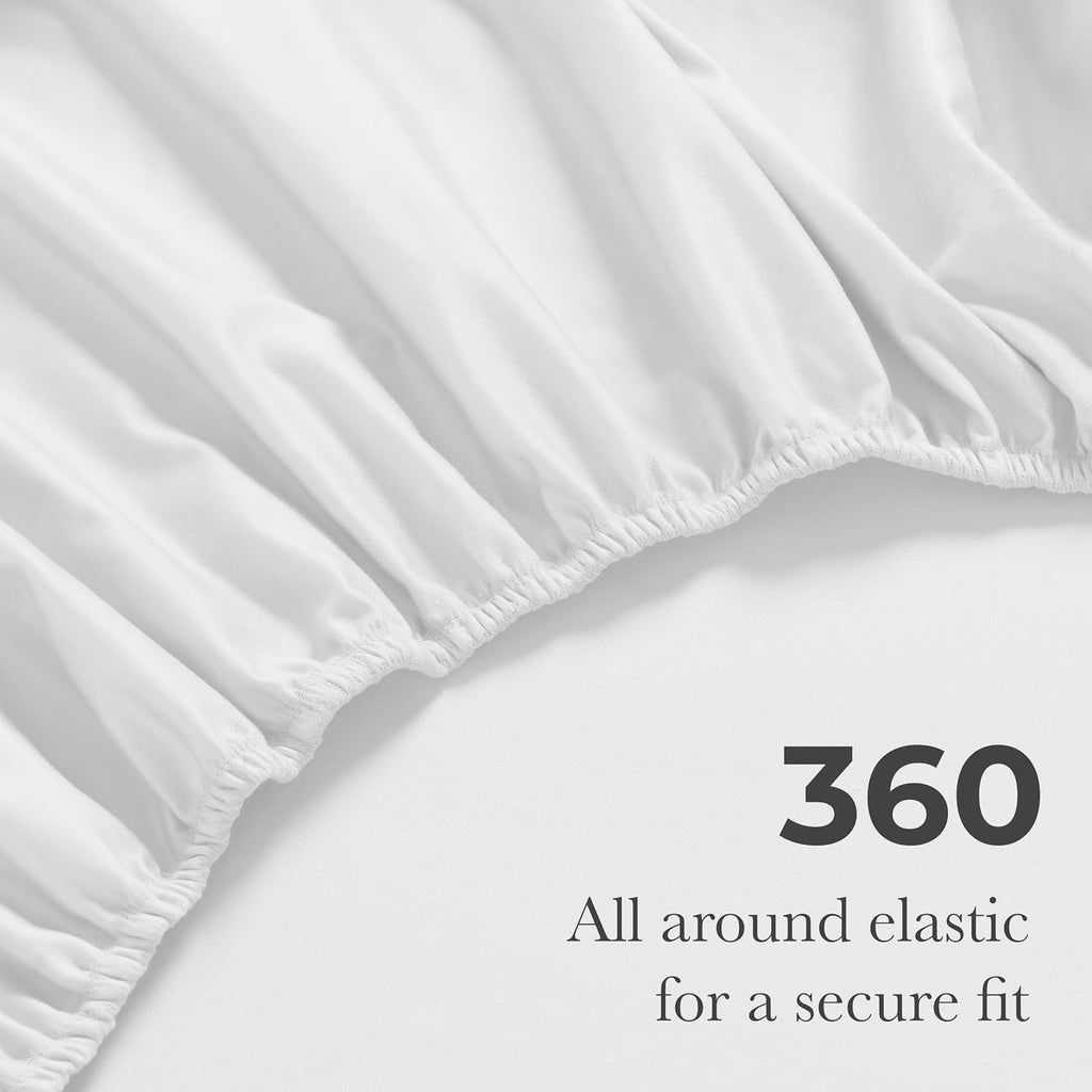 Superior Egyptian Cotton 4 Piece Sheet Set, 650 Thread Count, Modern Design, Sustainable Sheets, Ultra-Soft Basics, Solid, Deep Pocket Fitted Sheet, Flat Sheet, Pillowcases, King, White