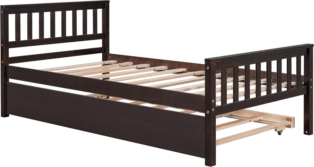 Bellemave Twin Kids Bed with Storage Twin Trundle, Wood Daybed for Kids, Adults, Espresso