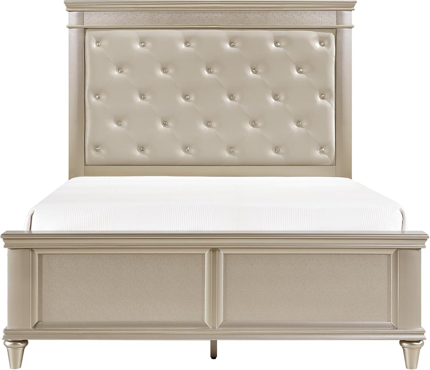 3Pc Beautiful Bedroom Furniture Set Full Size Bed and Two Nightstands Upholstered Headboard Silver Finish Traditional Modern