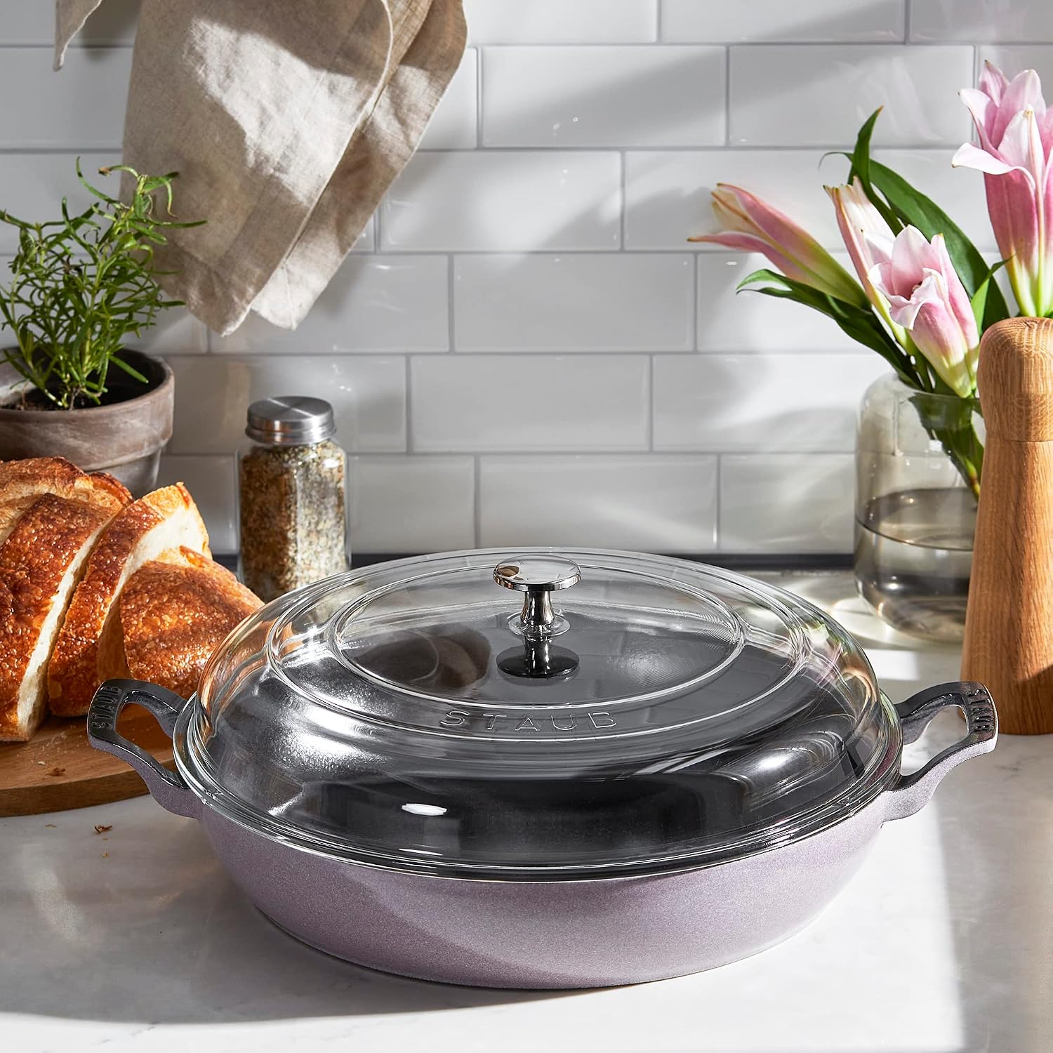 STAUB Cast Iron 3.5-qt Braiser with Glass Lid - Lilac