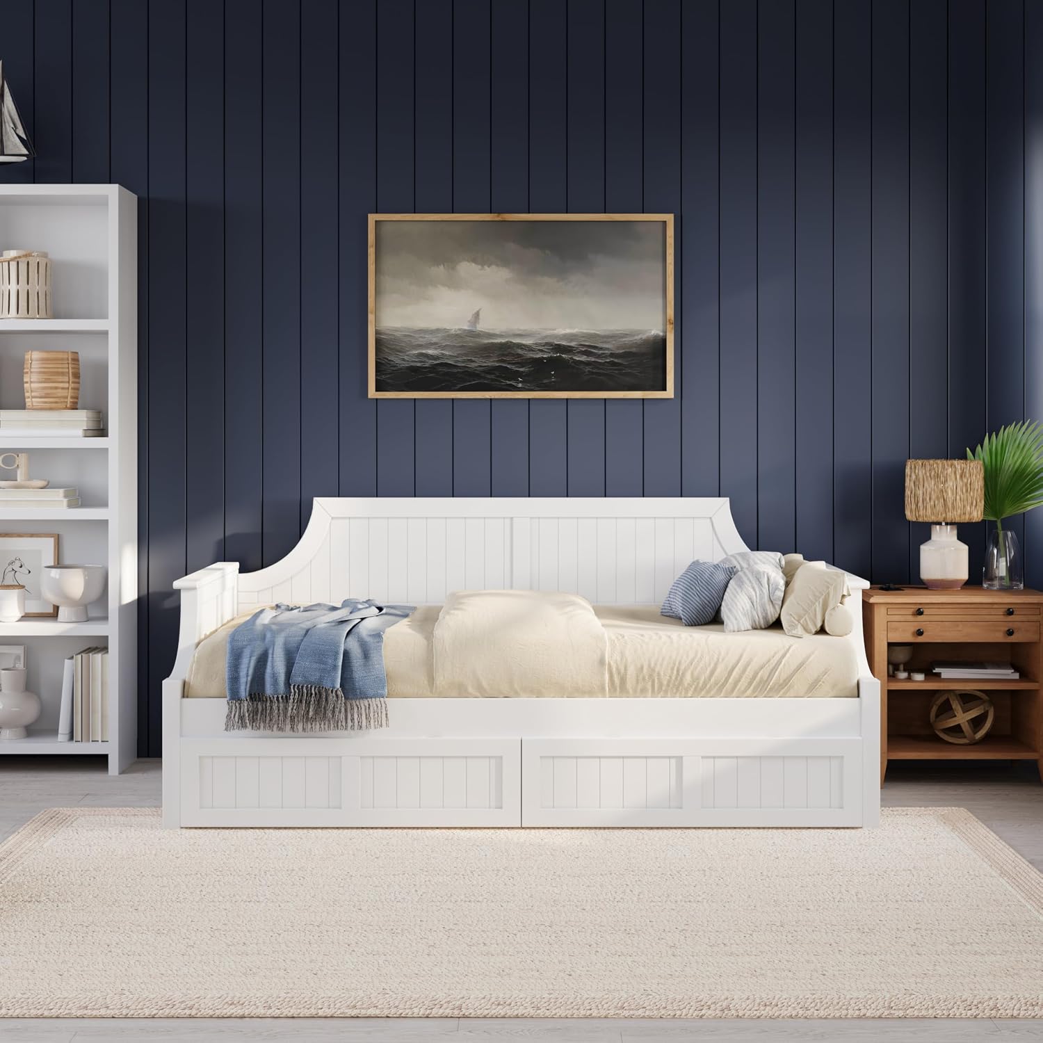 AFI Cambridge Twin Wood Daybed with Set of 2 Drawers in White