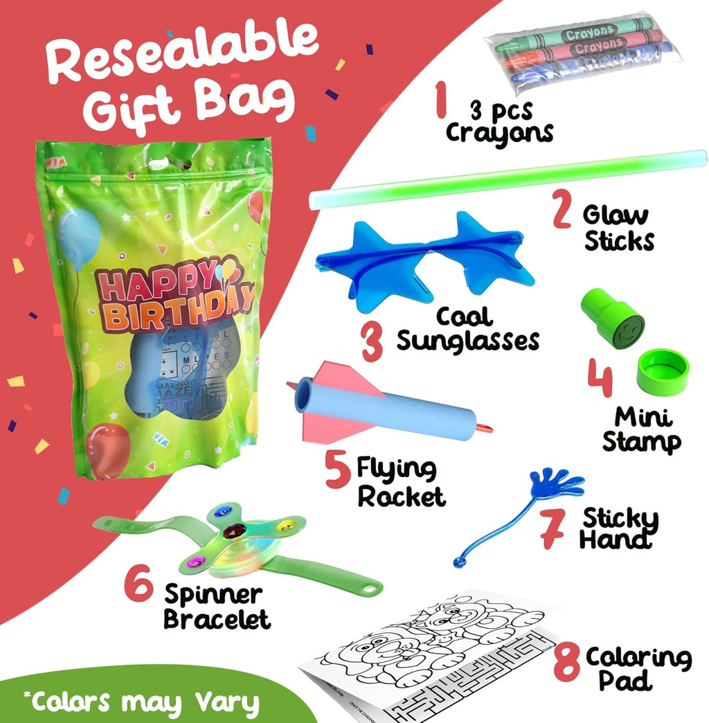 Crown Display Premade Goodie Bags for Kids Birthday Party Favor Bags 40 Happy Birthday Pre Filled Party Favors for Kids Bag Goodie Bag Stuffers Fidget Toys & Small Toys goodie bags for Boys & Girls