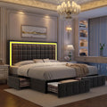 GEGOFORU Full Bed Frame with LED Lighting and Storage Drawers, No Box Spring Needed, Supports 900 lbs, Easy Assembly, Quiet and Sturdy Design, Velvet Gray