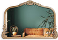 Wylde Iris English Estate Carved Arch Wood Wall Mirror, Mirror for Entryway, Living Room, Bathroom, Antique Gold, 26x37