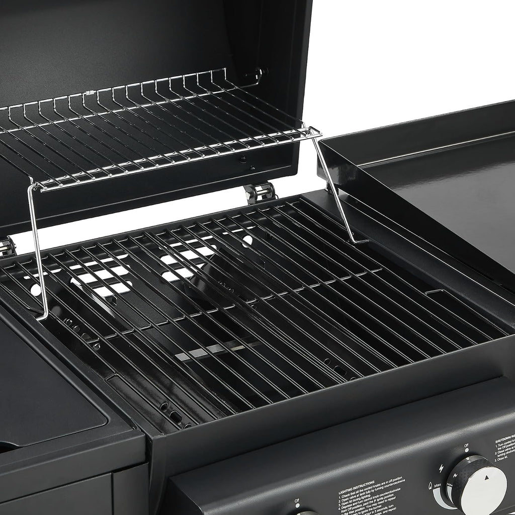 All-in-One Propane Gas Grill with Griddle, 5 Burner 56000 BTU BBQ Grill & Griddle Combo, 751 Sq.Inch Cooking Space, Side Burner & Storage Shelves for Backyard, Patio, Outdoor Cooking